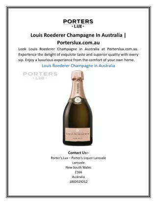 Louis Roederer Champagne In Australia | Porterslux.com.au