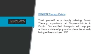 Bowen Therapy Dublin Tamarasclinic.ie