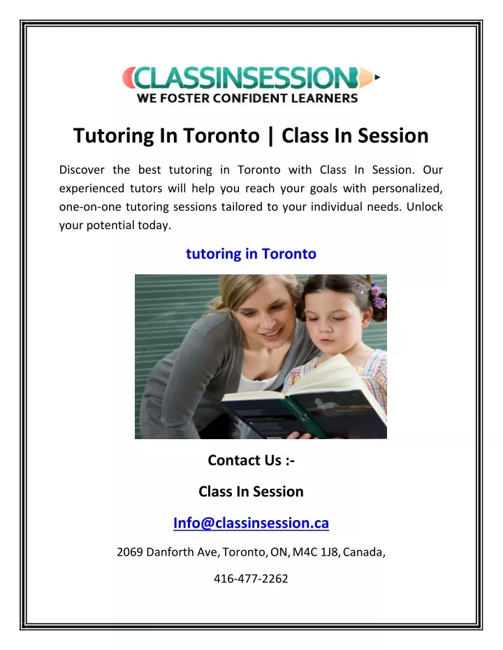 tutoring in toronto class in session