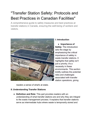 Transfer Station Safety: Protocols and Best Practices in Canadian Facilities