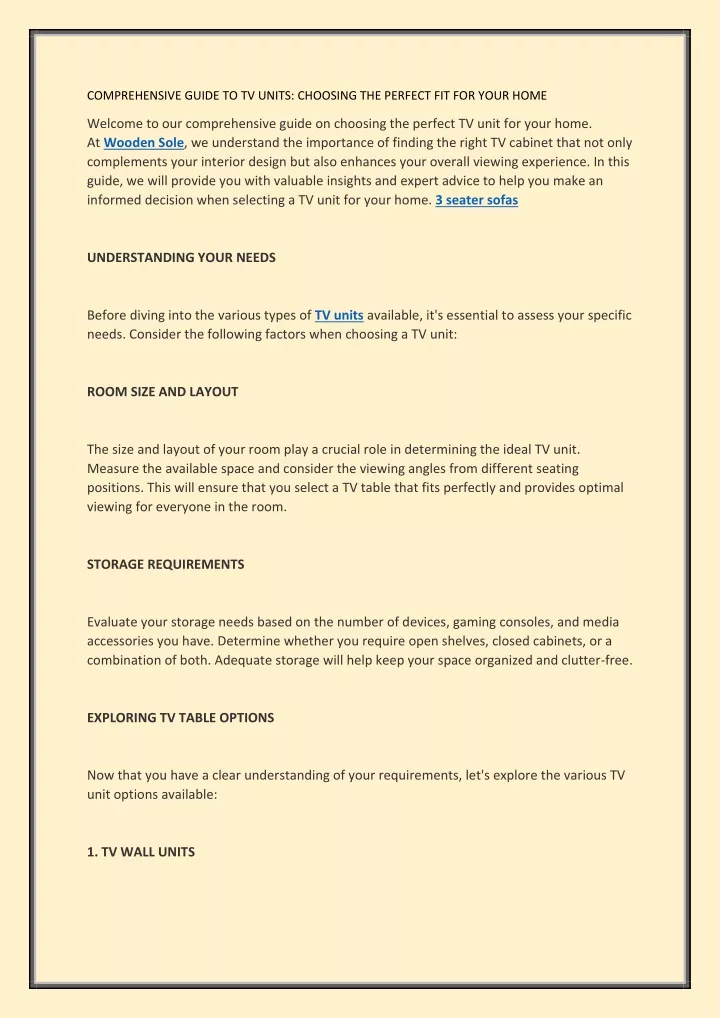 comprehensive guide to tv units choosing