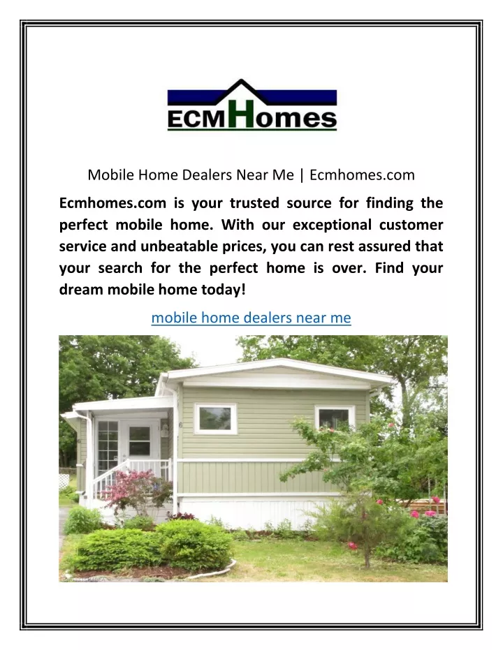 mobile home dealers near me ecmhomes com