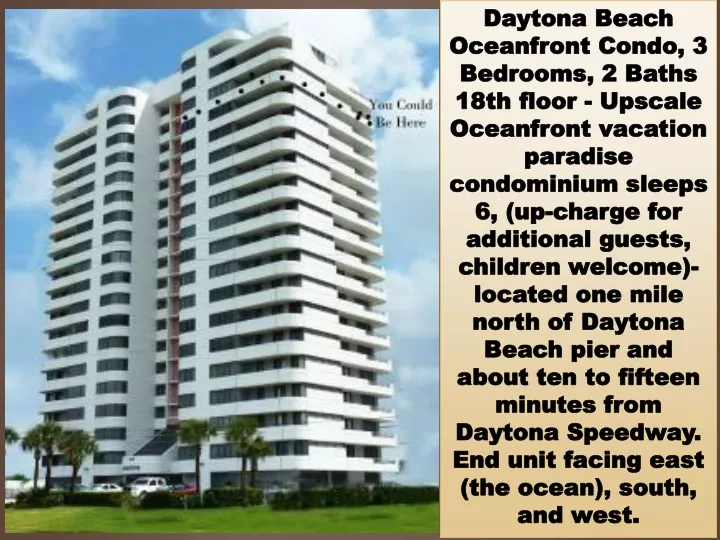 daytona beach oceanfront condo 3 bedrooms 2 baths