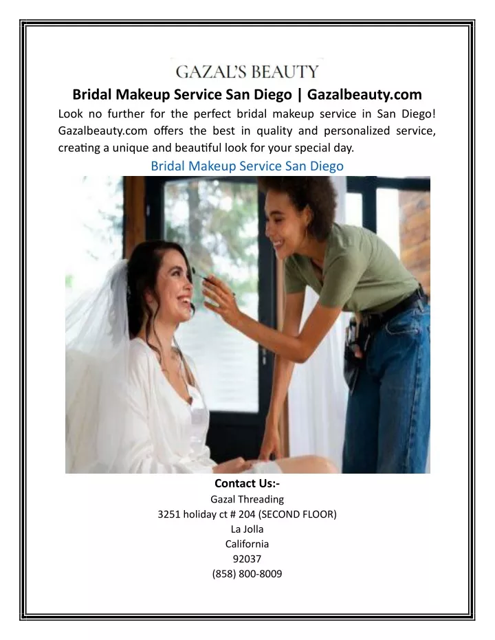 bridal makeup service san diego gazalbeauty