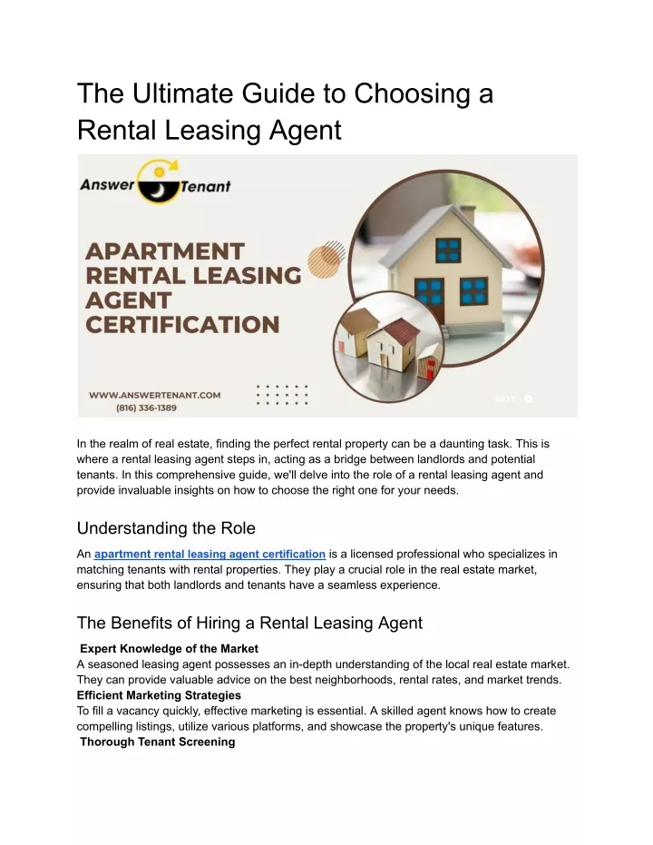 the ultimate guide to choosing a rental leasing