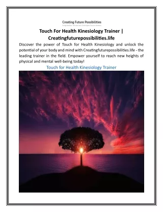Touch For Health Kinesiology Trainer | Creatingfuturepossibilities.life