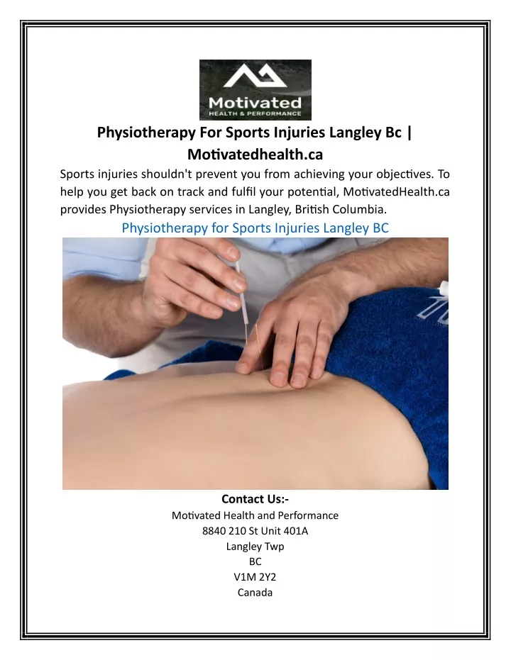physiotherapy for sports injuries langley