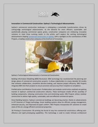 innovation in commercial construction sydney