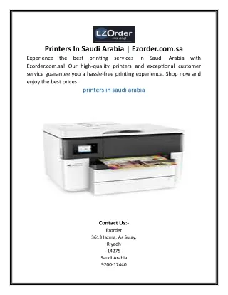 Printers In Saudi Arabia | Ezorder.com.sa