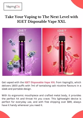 Take Your Vaping to The Next Level with IGET Disposable Vape XXL