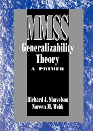 $PDF$/READ/DOWNLOAD Generalizability Theory: A Primer (Measurement Methods for the Social Science)