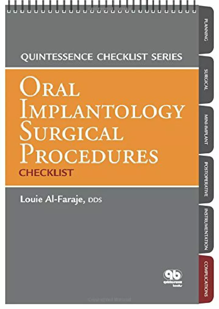 PPT - DOWNLOAD/PDF Oral Implantology Surgical Procedures Checklist ...