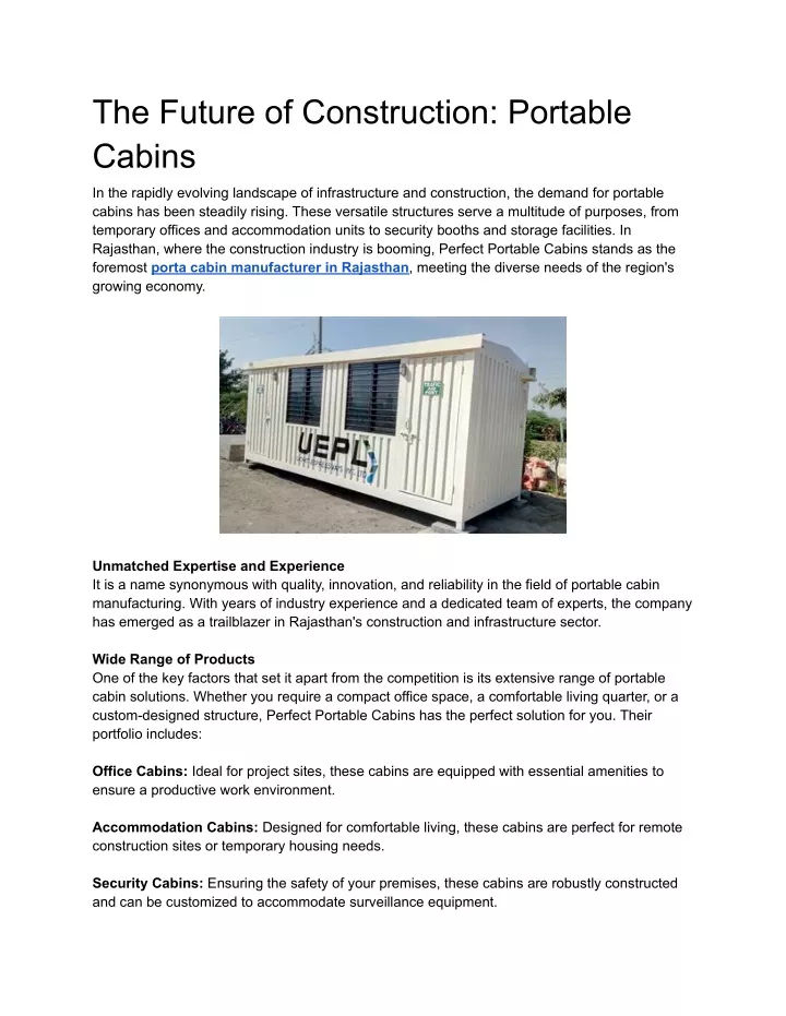 the future of construction portable cabins