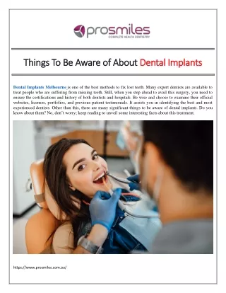 Things To Be Aware of About Dental Implants