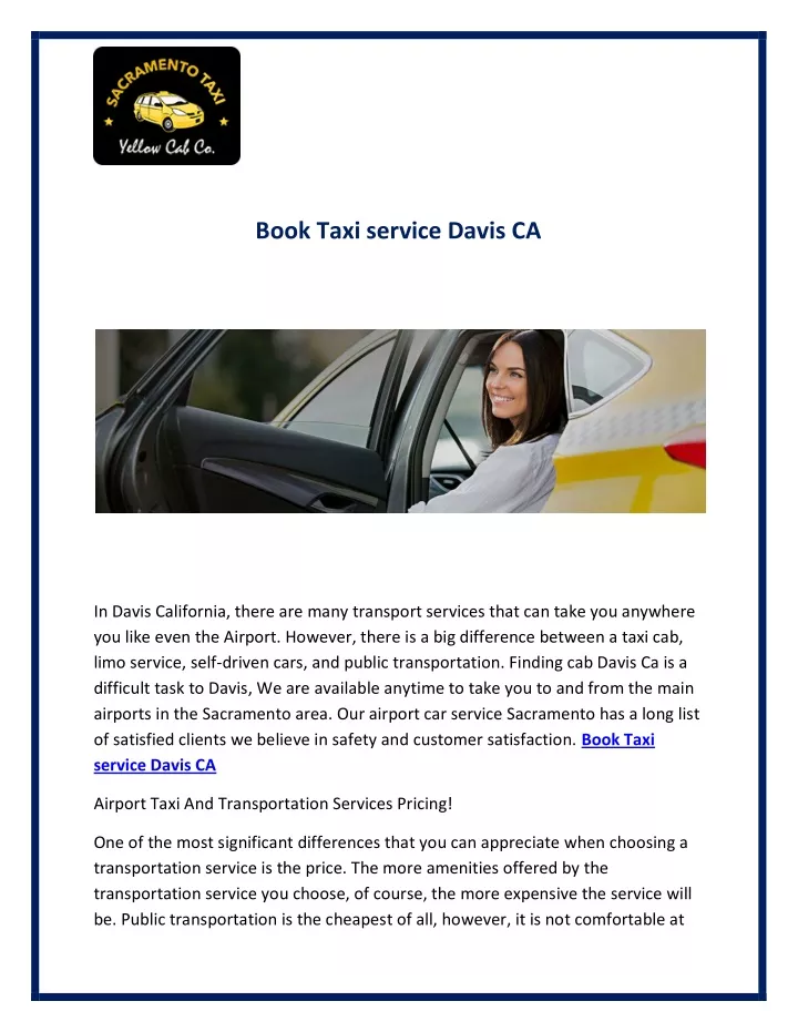 book taxi service davis ca