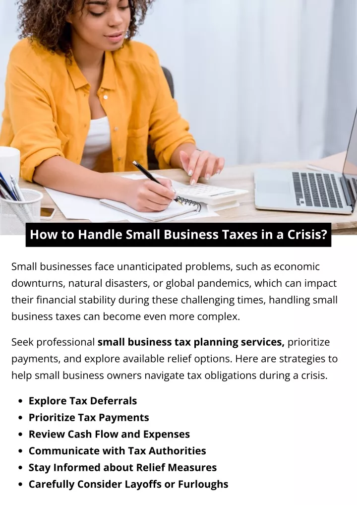 how to handle small business taxes in a crisis