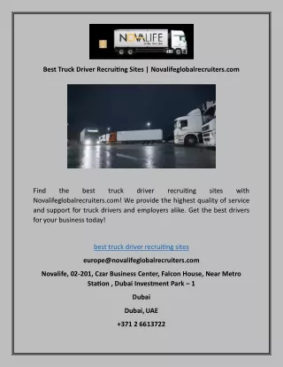 Best Truck Driver Recruiting Sites | Novalifeglobalrecruiters.com
