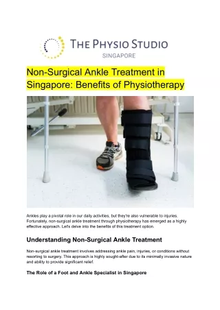 Non-Surgical Ankle Treatment in Singapore: Benefits of Physiotherapy