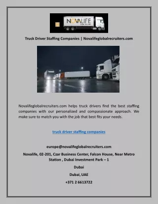 Truck Driver Staffing Companies | Novalifeglobalrecruiters.com