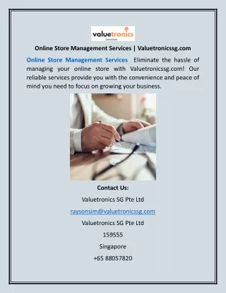 Online Store Management Services | Valuetronicssg.com