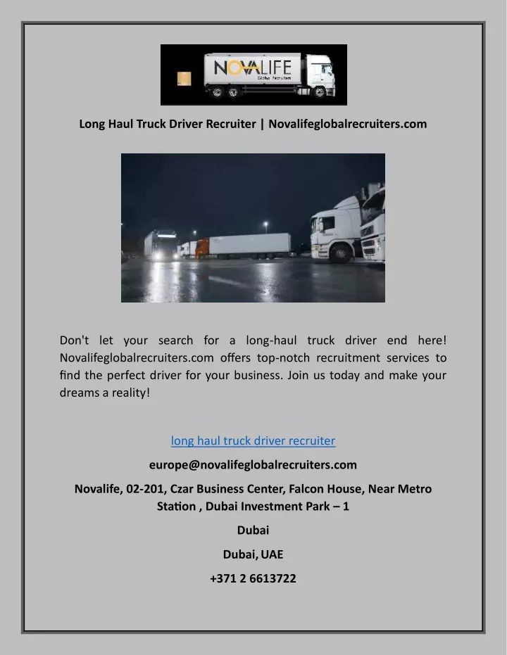 long haul truck driver recruiter