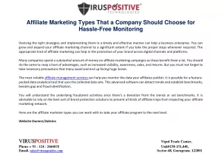 Affiliate Marketing Types That a Company Should Choose forHassle-Free Monitoring