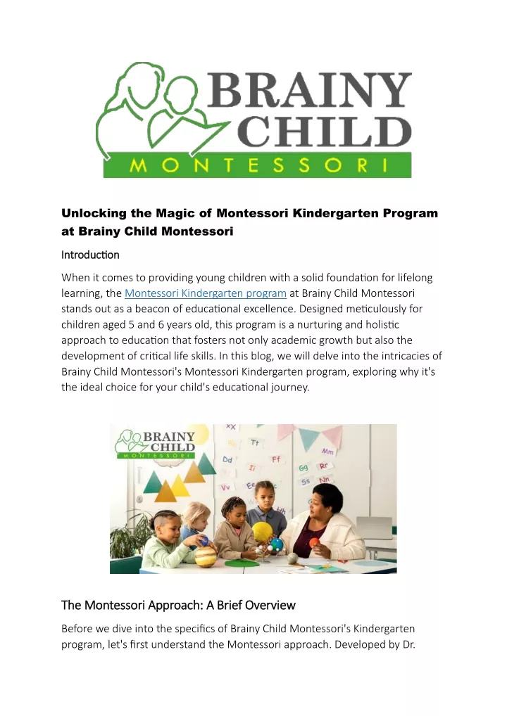 unlocking the magic of montessori kindergarten
