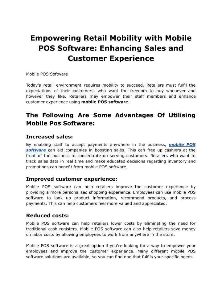 empowering retail mobility with mobile