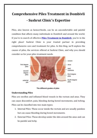 Comprehensive Piles Treatment in Dombivli - Sushrut Clinic's Expertise