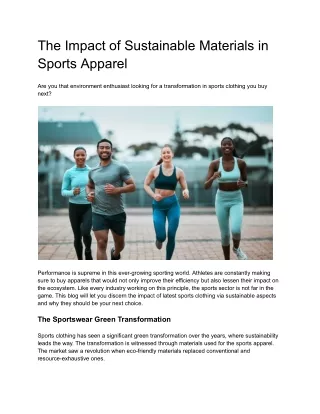 The Impact of Sustainable Materials in Sports Apparel