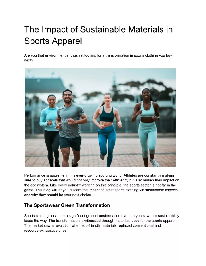 the impact of sustainable materials in sports