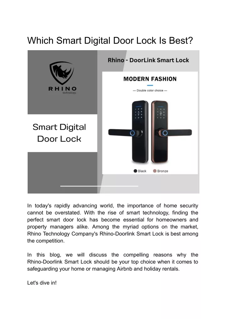 which smart digital door lock is best