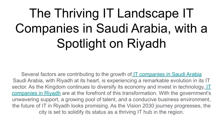 the thriving it landscape it companies in saudi