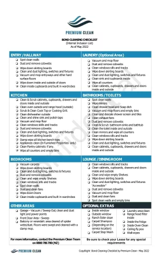 Move out Cleaning Checklist - Premium Clean