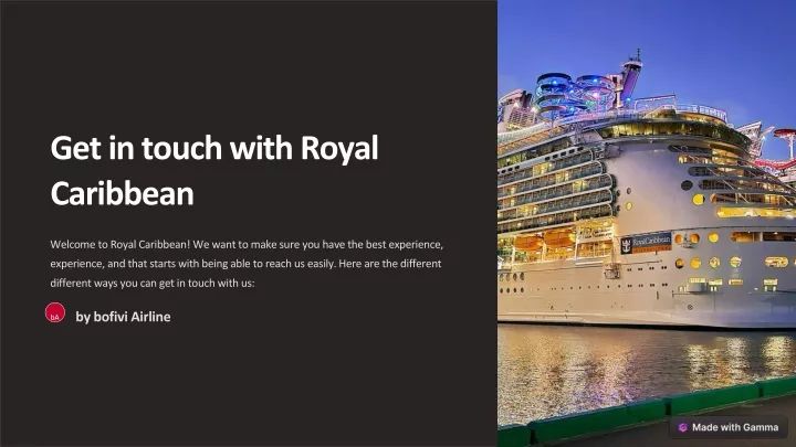get in touch with royal caribbean