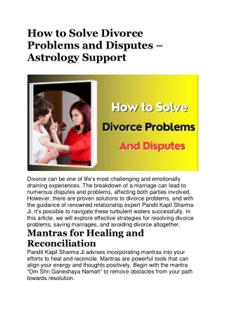 How to Solve Divorce Problems and Disputes