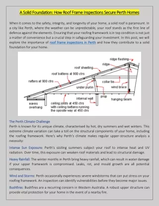 A Solid Foundation: How Roof Frame Inspections Secure Perth Homes