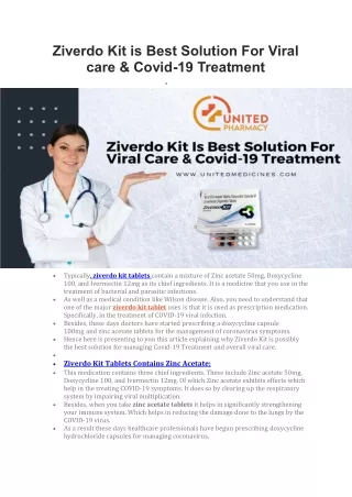 Ziverdo Kit is Best Solution For Viral care