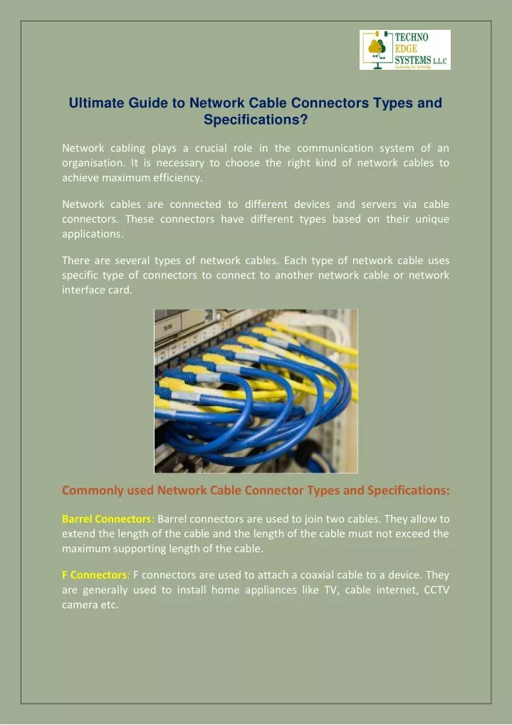 ultimate guide to network cable connectors types