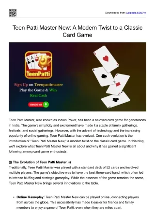 Teen Patti Master New: A Modern Twist to a Classic Card Game