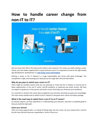 how to handle career change from non it to it
