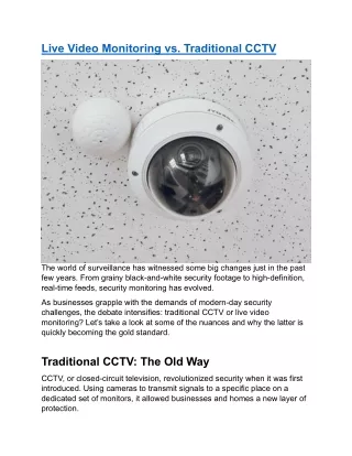 Live Video Monitoring vs. Traditional CCTV