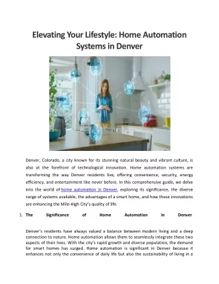 Elevating Your Lifestyle Home Automation Systems in Denver