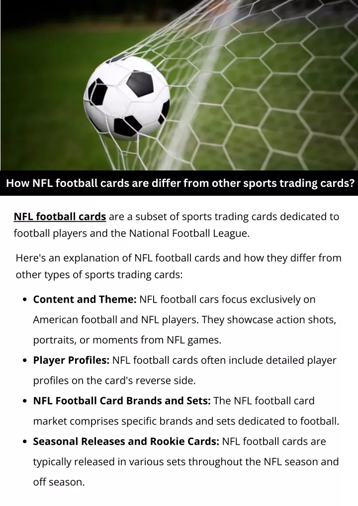 how nfl football cards are differ from other