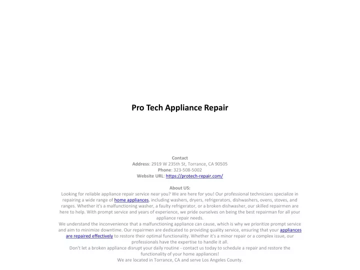 pro tech appliance repair