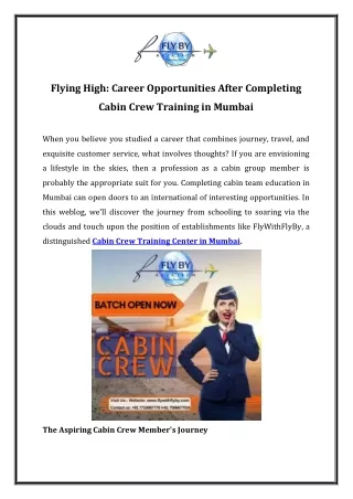 Flying High Career Opportunities After Completing Cabin Crew Training in Mumbai