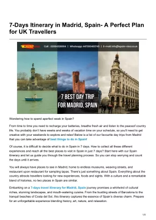 7Days Itinerary in Madrid Spain A Perfect Plan for UK Travellers