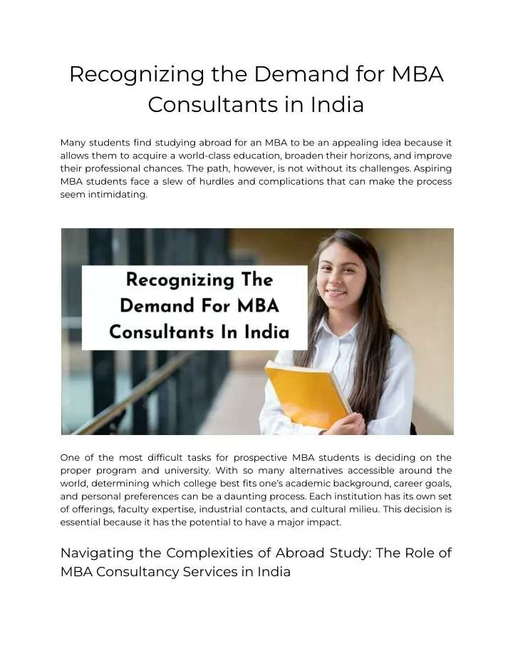 recognizing the demand for mba consultants