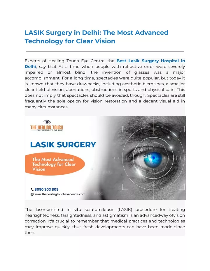 lasik surgery in delhi the most advanced