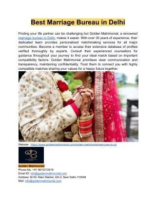 Best Marriage Bureau in Delhi